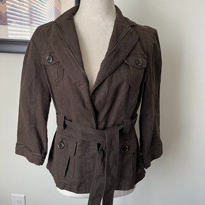 Ann Taylor Brown Linen Blend Jacket S